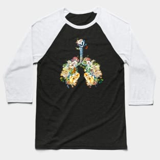 Lungs with wild flowers watercolor shades of jellow, green and sand Baseball T-Shirt